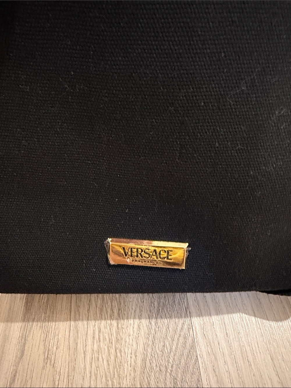 Versace Black Tote with Gold Greek Key Accent - Picture 3 of 8